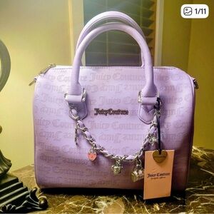 Juicy Couture Lavender Logo Satchel with Charm Chain